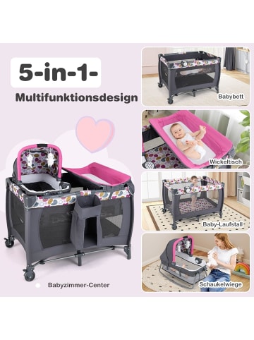 COSTWAY 5 in 1 Beistellbett Baby bis 36 Monaten in Lila