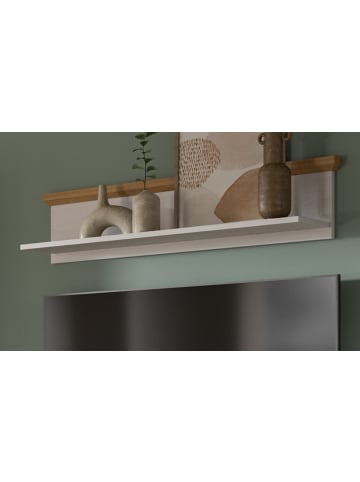 Inn.Furn Wandboard Lärche weiß, Eiche Artisan 110 cm, Wandregal im Landhaus-Stil