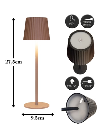Coen Bakker LED Tischlampe dimmbar Innen & Außen 27,5x9,5cm in Terra