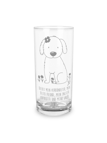 Mr. & Mrs. Panda Wasserglas Hund Dame mit Spruch in Transparent