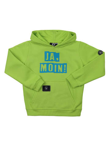 SCHIETWETTER Kinder Kapuzenpullover "Ja Moin" in lime/azuro