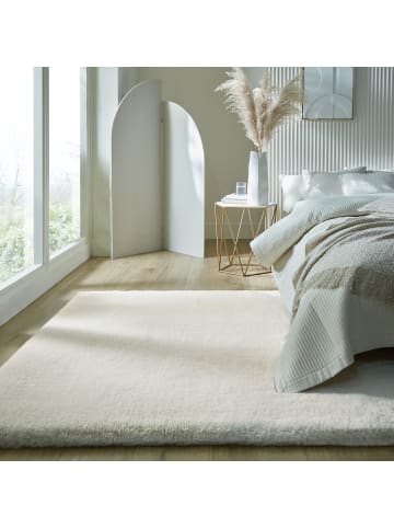 KADIMA DESIGN Hochflor Teppich Unifarben, Schlafzimmer in Weiß