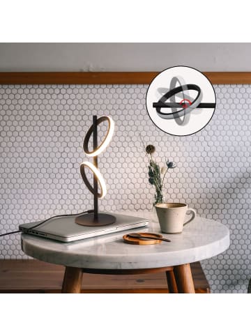 ZMH Tischleuchte LED in schwarz 2 Ringen 3000K Warmweiß 13W Drehbare Nachtlampe