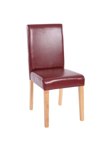 MCW 2er-Set Esszimmerstuhl Littau, Kunstleder, rot-braun, helle Beine