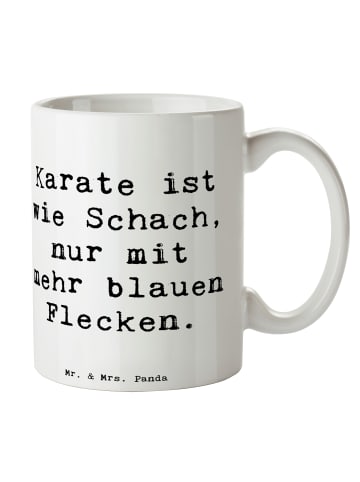 Mr. & Mrs. Panda Cappuccinotasse Spruch Karate Schach mit Spruch in Weiß