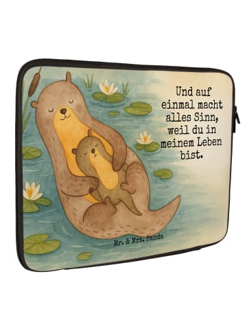 Mr. & Mrs. Panda Laptop Sleeve Otter Kind Design mit Spruch in Weiß