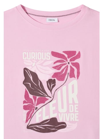 Cecil T-Shirt mit Boatneck und Frontprint in Rosa
