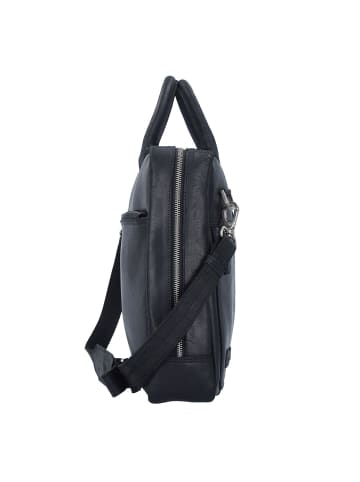Plevier Vintage London Aktentasche RFID Schutz Leder 41 cm Laptopfach schwarz