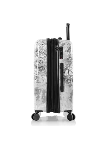 Heys Black Camo 4 Rollen Trolley M 66 cm mit Dehnfalte in black-white world map