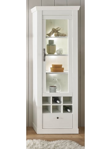 Furn.Design Vitrine weiß Pinie Landhaus, Vitrinenschrank 70 x 201 cm, Soft-Close-Funktion