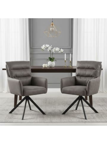 DUBI Möbel 2er-Set: Drehstuhl Mika-Alva in Taupe - (B)59 x (H)94 x  (T)66 cm