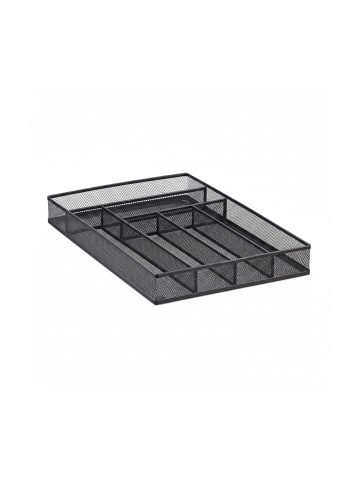 relaxdays Besteckkasten in Schwarz - (B)28,6 x (H)5,1 x (T)40,6 cm