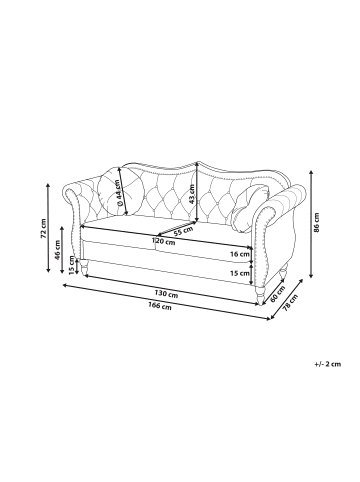 Beliani 3-tlg 2-Sitzer Sofa SKIEN in Schwarz