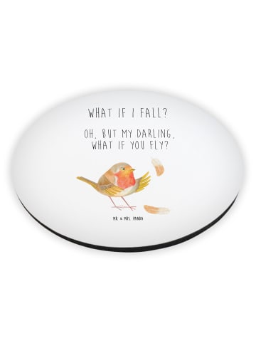 Mr. & Mrs. Panda Kühlschrankmagnet Rotkehlchen Federn mit Spruch in Weiß