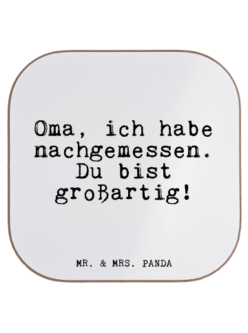 Mr. & Mrs. Panda Glas-Untersetzer Oma, ich habe nachgemessen....... in Weiß