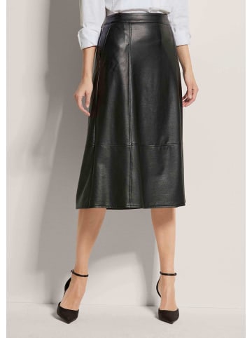 MADELEINE Leder-Look Midi-Rock mit Reißverschluss in schwarz