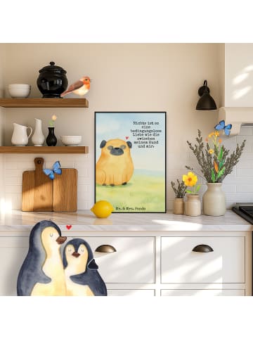 Mr. & Mrs. Panda Bild Mops Design mit Spruch in Weiß