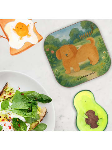 Mr. & Mrs. Panda Untersetzer Hund Flauschig Design ohne Spruch in Weiß