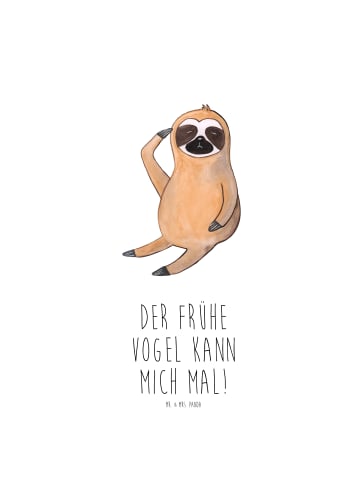 Mr. & Mrs. Panda Edelstahlflasche Faultier Vogel mit Spruch in Weiß