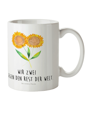 Mr. & Mrs. Panda Kindertasse Blume Sonnenblume mit Spruch in Weiß