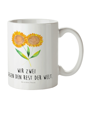 Mr. & Mrs. Panda Trinkbecher Blume Sonnenblume mit Spruch in Weiß