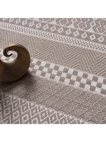 KADIMA DESIGN Teppich Kurzflor Streifen Boho Wohnzimmer in Beige