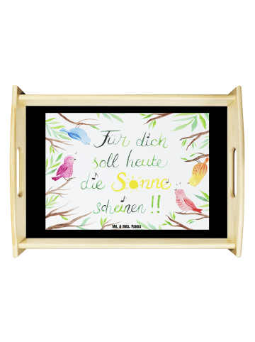 Mr. & Mrs. Panda Sofa Tablett Vögel Sonne mit Spruch in Bunt