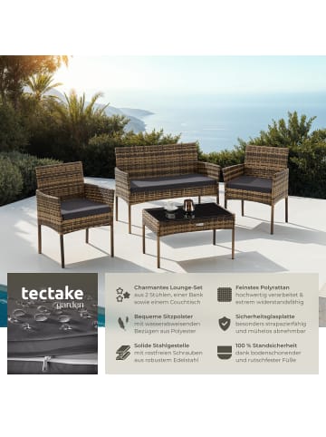 tectake Rattan Gartenset für 4 Personen, Sofa 250 kg, je Sessel 120 kg