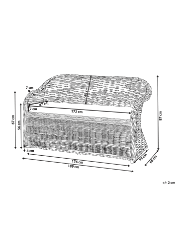 Beliani Gartenbank SUSUA in /Weiß - (W) 189 x (H) 87 x (L) 66 cm