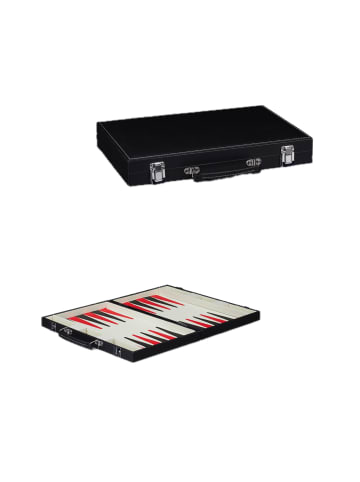 relaxdays Backgammon Koffer in Schwarz