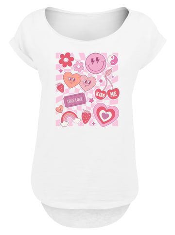 F4NT4STIC Long Cut T-Shirt Retro Valentinstag Herz Rainbow Fruits in weiß