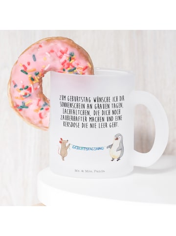 Mr. & Mrs. Panda Teetasse Maus Pinguin Geburtstag mit Spruch in Transparent