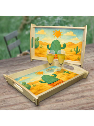 Mr. & Mrs. Panda Servier Tablett Kaktus Sonne Design ohne Spruch in Weiß