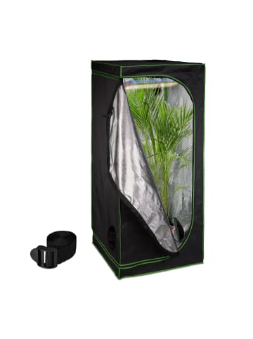 relaxdays Growzelt in Schwarz/ Grün - (B)80 x (H)180 x (T)80 cm