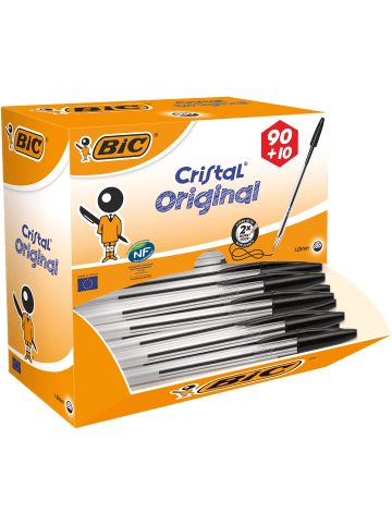 Bic Kugelschreiber Cristal Original in Schwarz - Strichstärke 0,4 mm, 100er Pack