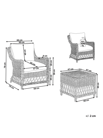 Beliani Sessel RIBOLLA in Braun/Weiß - (W) 71 x (H) 78 x (L) 70 cm