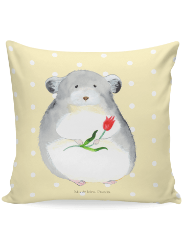 Mr. & Mrs. Panda 40x40 Kissen Chinchilla Blume ohne Spruch in Gelb Pastell