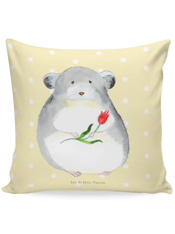 Mr. & Mrs. Panda kuschelkissen 40x40 Chinchilla Blume ohne Spruch in Gelb Pastell