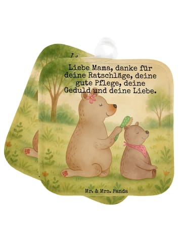 Mr. & Mrs. Panda 2er Set Topflappen  Bär Kind Design mit Spruch in Weiß