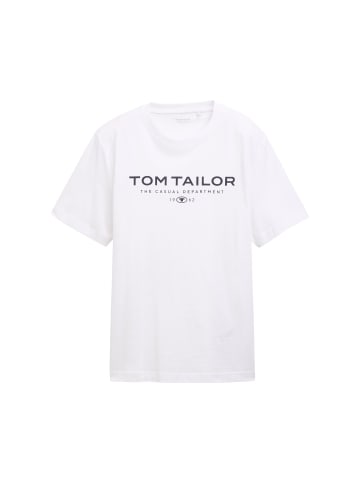 Tom Tailor T-Shirt mit Aufdruck The Casual Department 1962 in Weiß-3