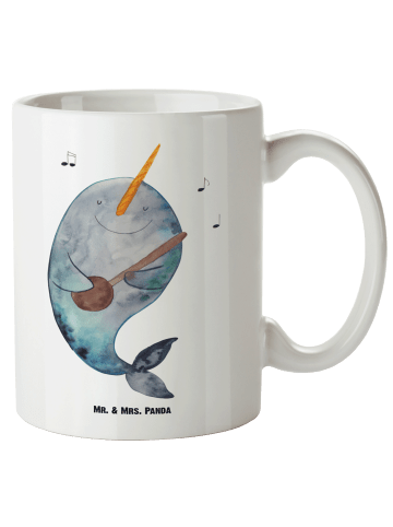Mr. & Mrs. Panda XL Tasse Narwal Gitarre ohne Spruch in Weiß