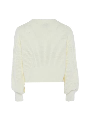 DreiMaster Damen Pullover Mit Zopfstrick in WOLLWEISS