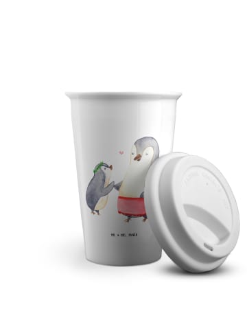Mr. & Mrs. Panda Kaffeebecher To Go Pinguin mit Kind ohne Spruch in Weiß
