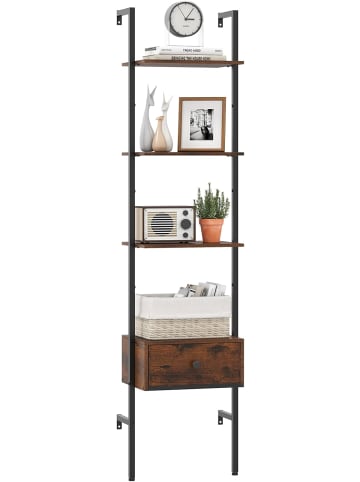 COSTWAY 5-stufiges Leiterregal mit Schublade in Braun