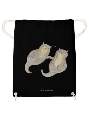 Mr. & Mrs. Panda Gymnastiktasche Otter Hände halten ohne Spruch in Schwarz