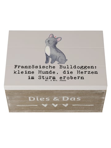 Mr. & Mrs. Panda Aufbewahrungsbox Französische Bulldogge mit Spruch in Grau Pastell