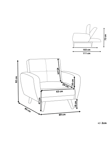 Beliani Cocktailsessel FLORLI in Grau/Heller Holzfarbton - (W) 89 x (H) 82 x (L) 85 cm