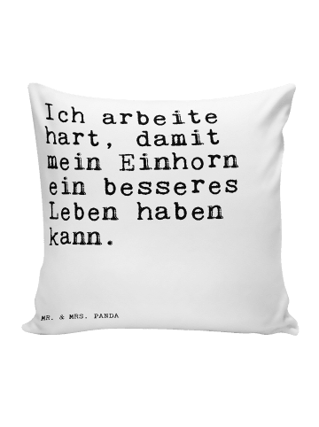 Mr. & Mrs. Panda Kissen Ich arbeite hart, damit... mit Spruch in Weiß