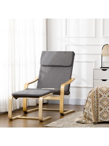 HOMCOM Relaxsessel mit Hocker in Grau 66,5L x 80B x 99H cm