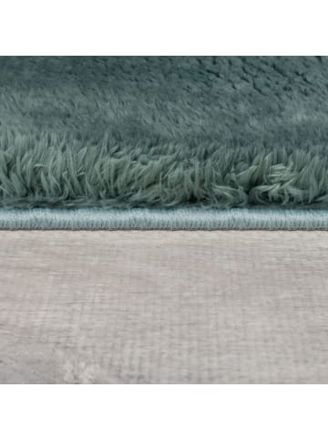 KADIMA DESIGN Hochflor Teppich waschbar Unifarben, Schlafzimmer in Türkis